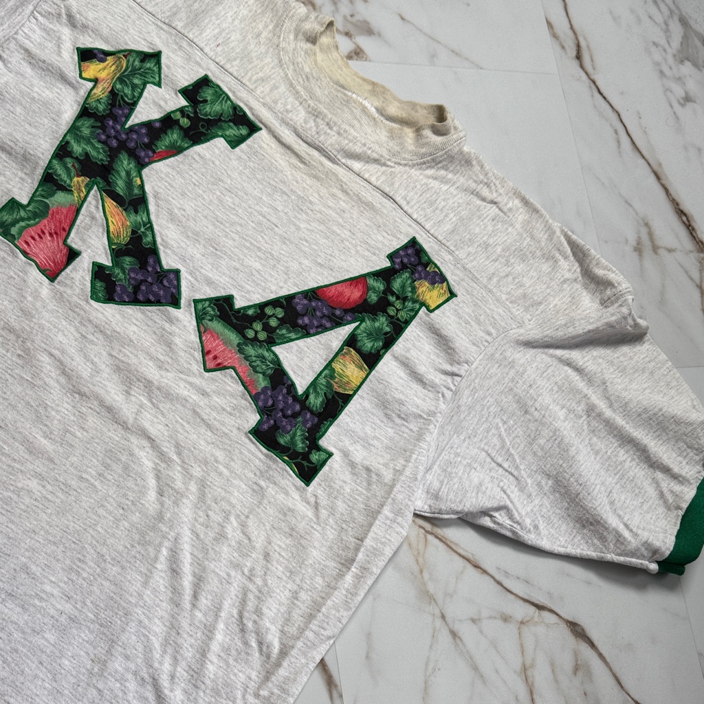 Vintage Kappa Delta Kd Sorority Jersey Sz L Greek Life Fruit Distressed Spellout
